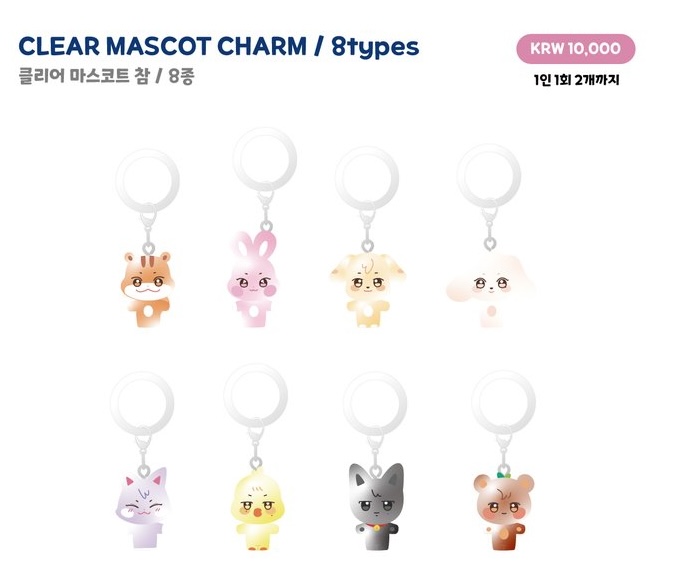 ANITEEZ IN COLOR RANDOM CAPSULE TOY - CLEAR MASCOT CHARM (8types)